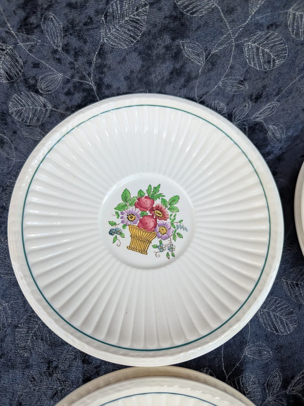 8 VTG Wedgwood Belmar Saucers Floral Basket Etruria England Ironstone Cottage